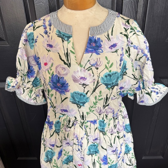 NWOT Umgee Floral Print Puff Sleeve Mini Dress - Picture 5 of 13
